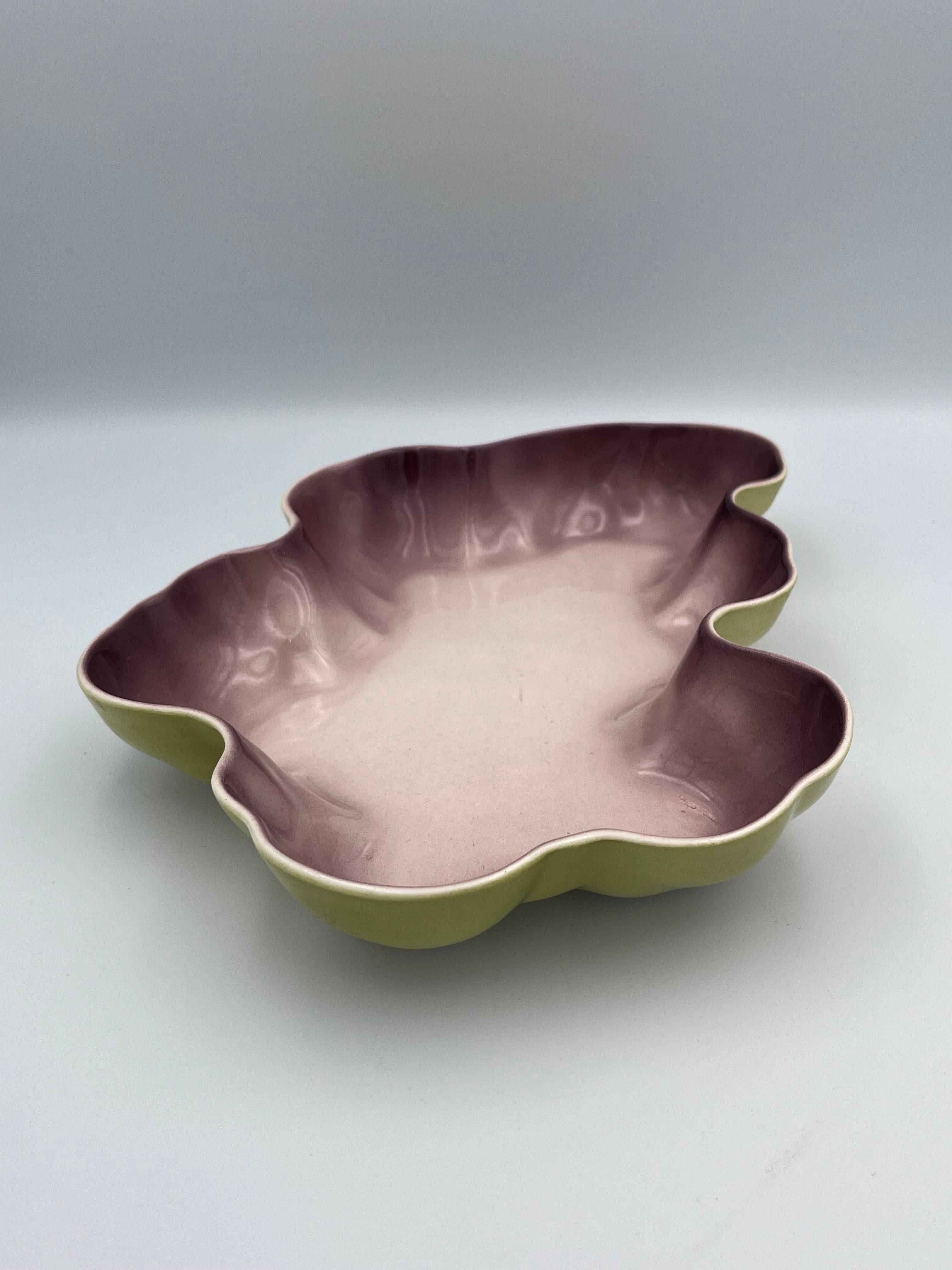 1952 Los Angeles Potteries Amorphous Ceramic Flamingo Bowl in Yellow For Sale 3