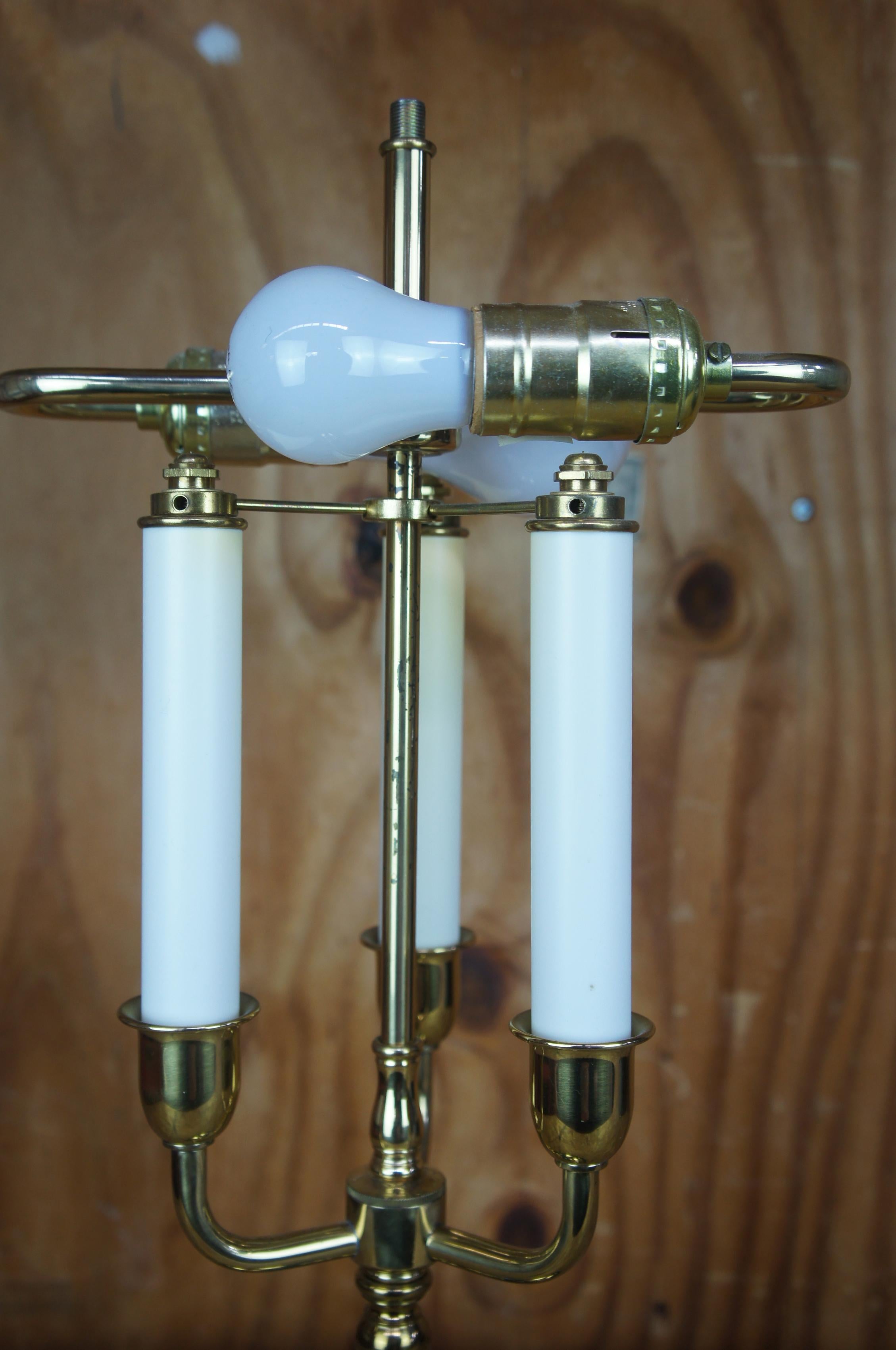 1952 Mid-Century Sirrica Brass Marble Candlestick Rutgers College Desk Lamp In Good Condition For Sale In Dayton, OH