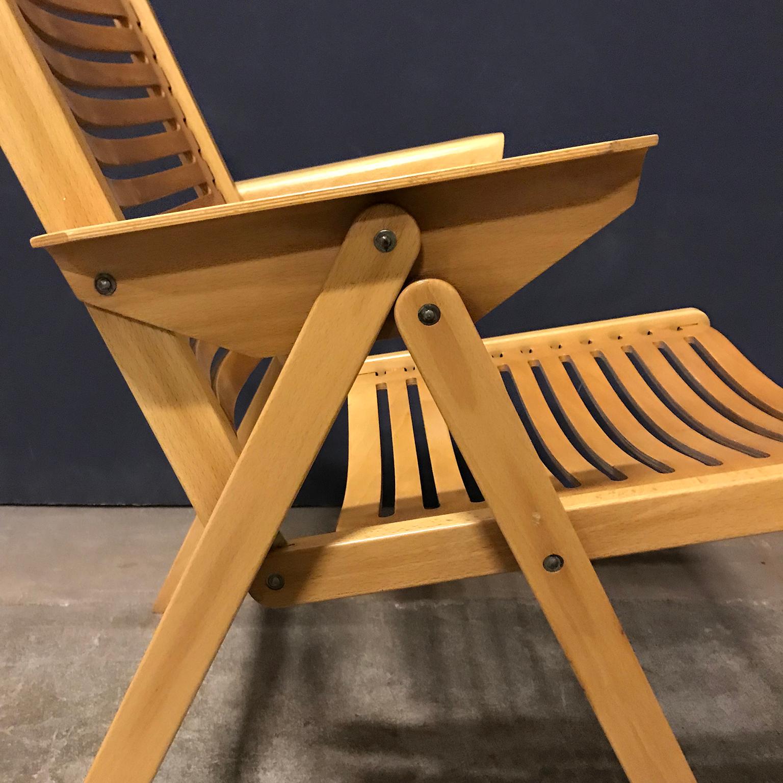 Mid-20th Century 1952, Nico Kralj, Beautiful Wooden Folding Lounge Rex Chair