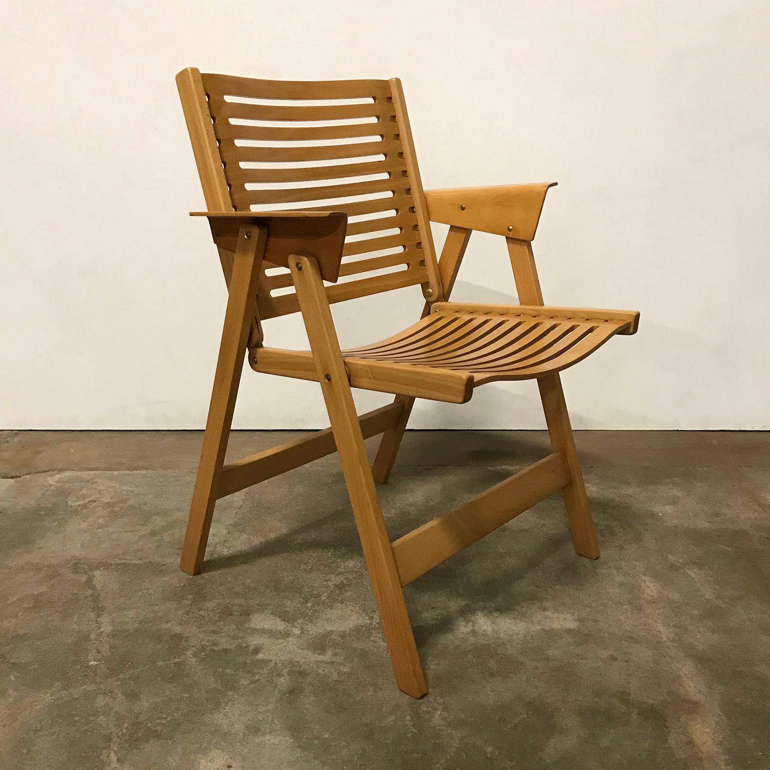 Set of four Kralj chairs. Beautiful elegant designed folding chairs. The condition is quite good, except for some scratches (#15, #16), some tiny chips off (#17) and some stains/ stripes of black (#18).
Note that these are the Kralj chairs, what
