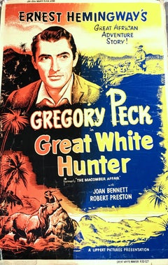 1952 Original Full Size Movie Poster Ernest Hemingway's, "Great White Hunter"