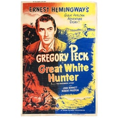 1952 Original Full Size Movie Poster Ernest Hemingway's, "Great White Hunter"