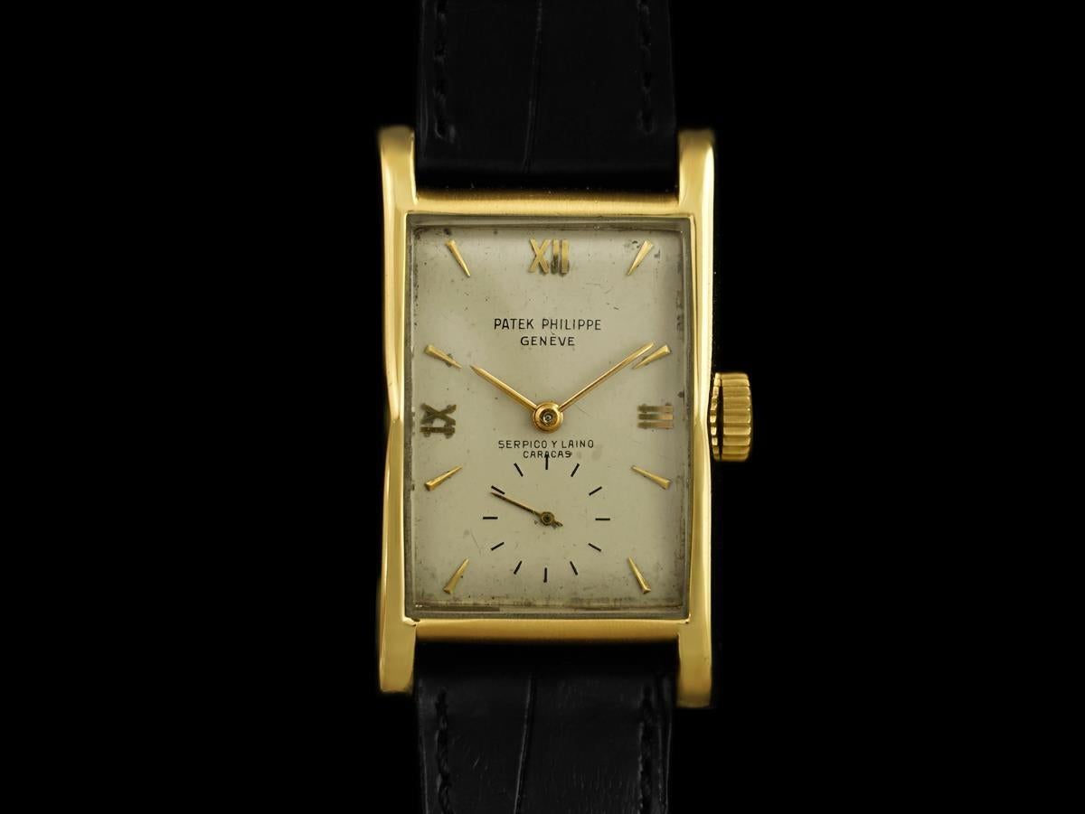 1952 PATEK PHILIPPE Herrenuhr „Pagoda“ Serpico Y Laino - Original mit Papieren im Angebot 3