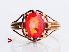 1952 Ring 3.2ct Orange Sapphire solid 18K Gold Ø US8.5/ 3 gr