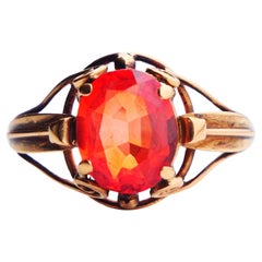 1952 Ring 3.2ct Orange Sapphire solid 18K Gold Ø US8.5/ 3 gr