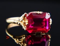 1952 Ring Ruby solid 18K Yellow Gold Ø 7.75US / 3.2 gr