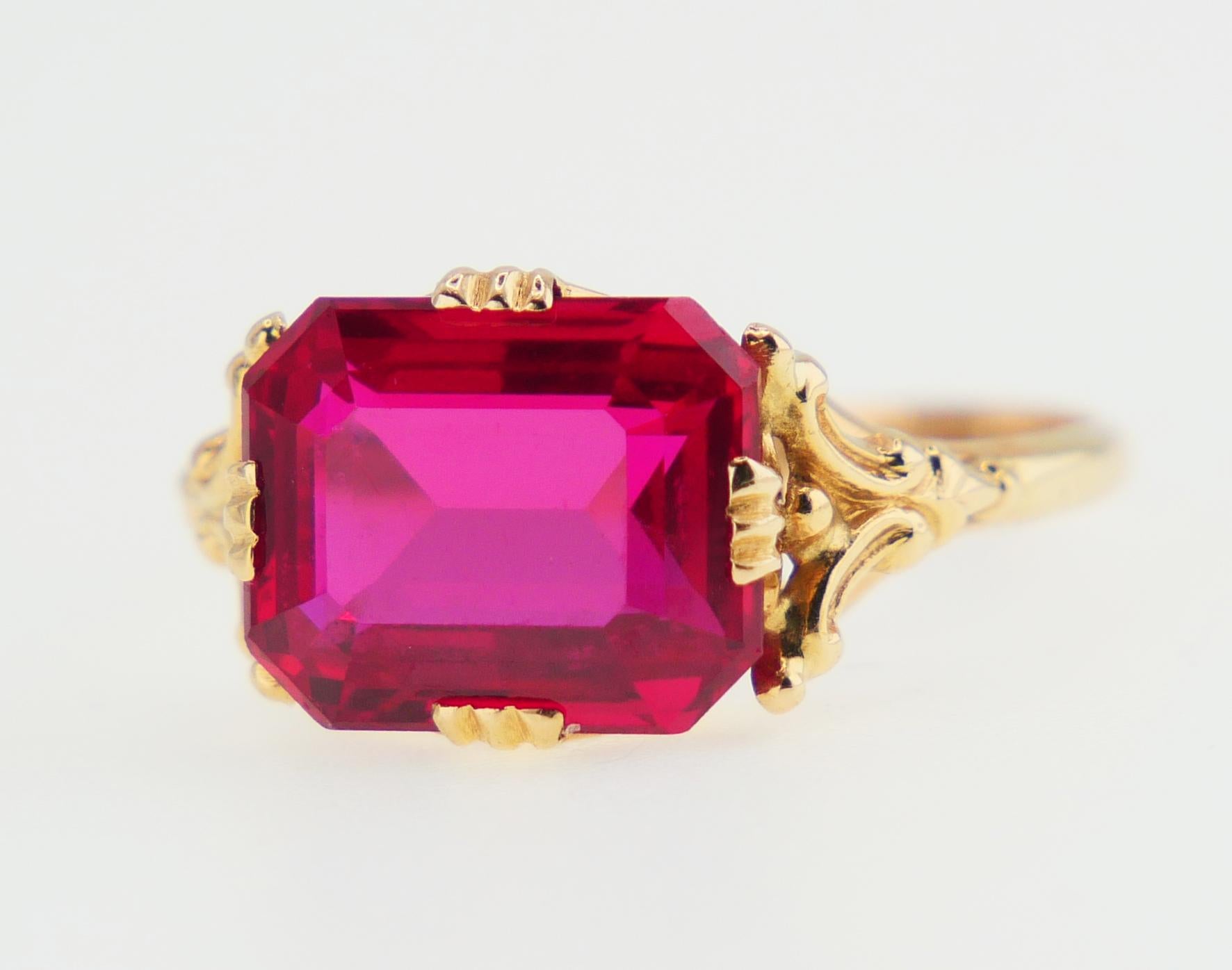 1952 Ring Ruby solid 18K Yellow Gold Ø 7.75US / 3.2 gr For Sale at 1stDibs