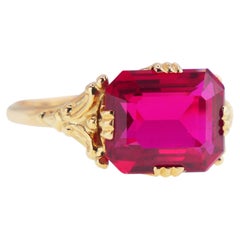1952 Ring Ruby solid 18K Yellow Gold Ø 7.75US / 3.2 gr