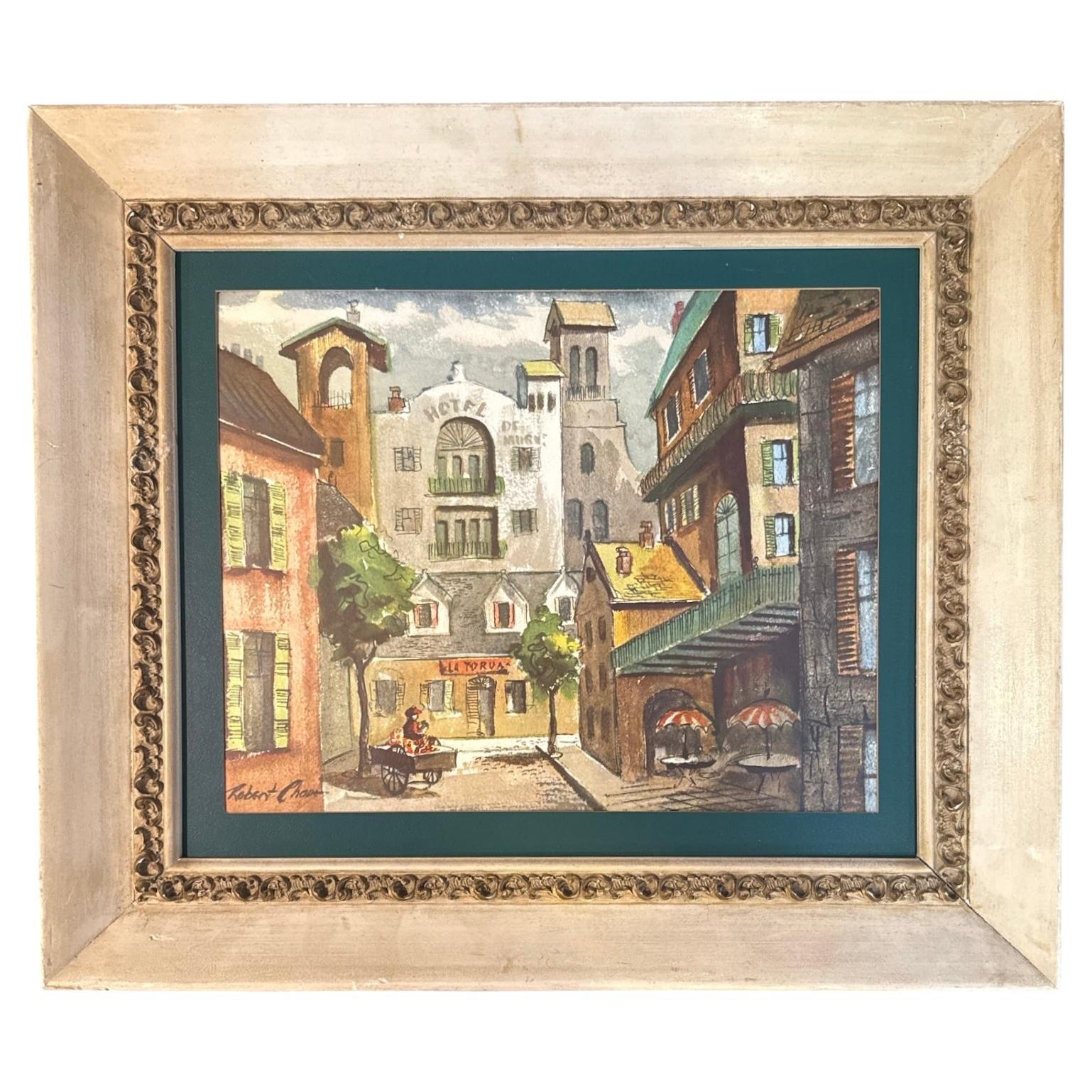 1952 Pintura de Robert Chase La Rue Tranquille