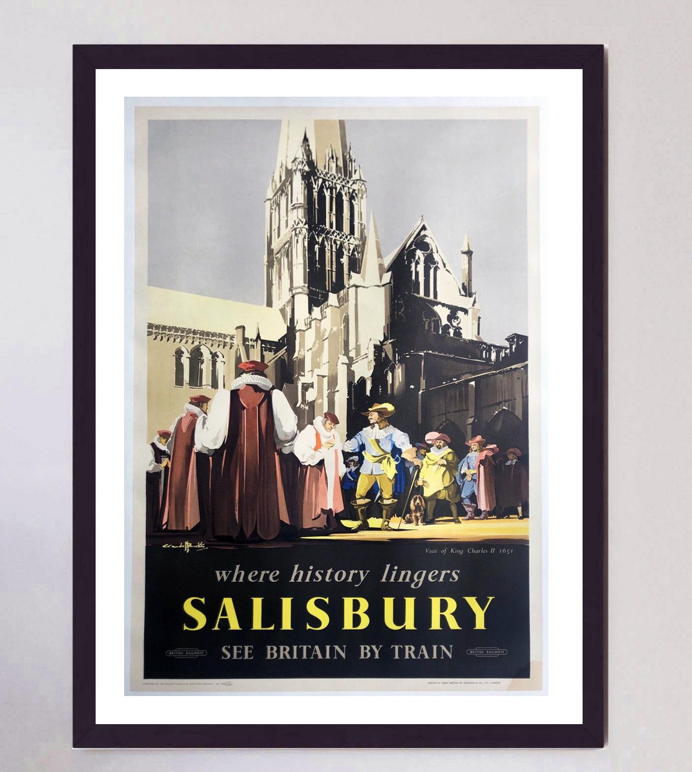 Linen 1952 Salisbury - British Railways Original Vintage Poster For Sale