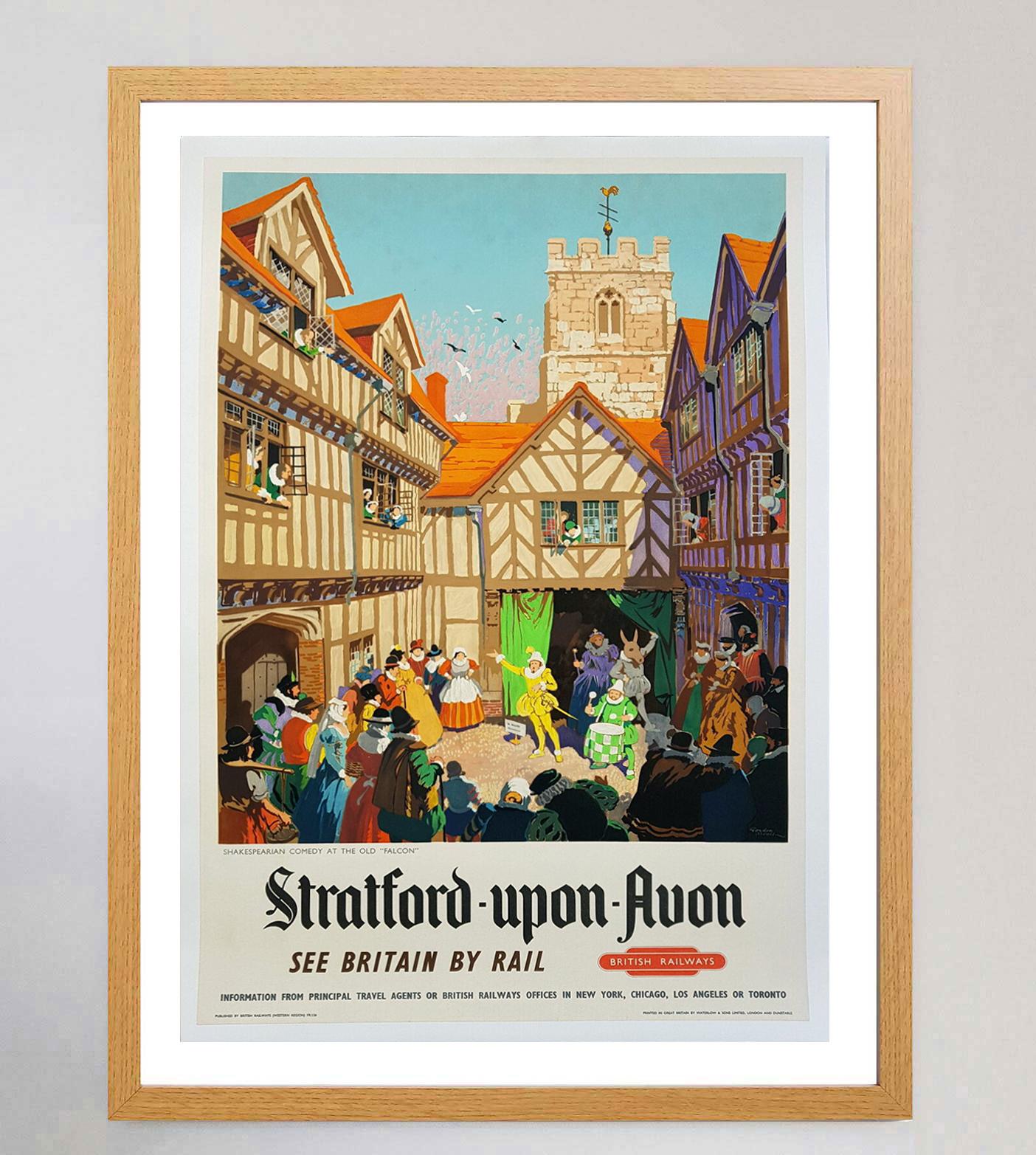 1952 Statford-Upon-Avon, British Railways Original Vintage Poster In Good Condition For Sale In Winchester, GB