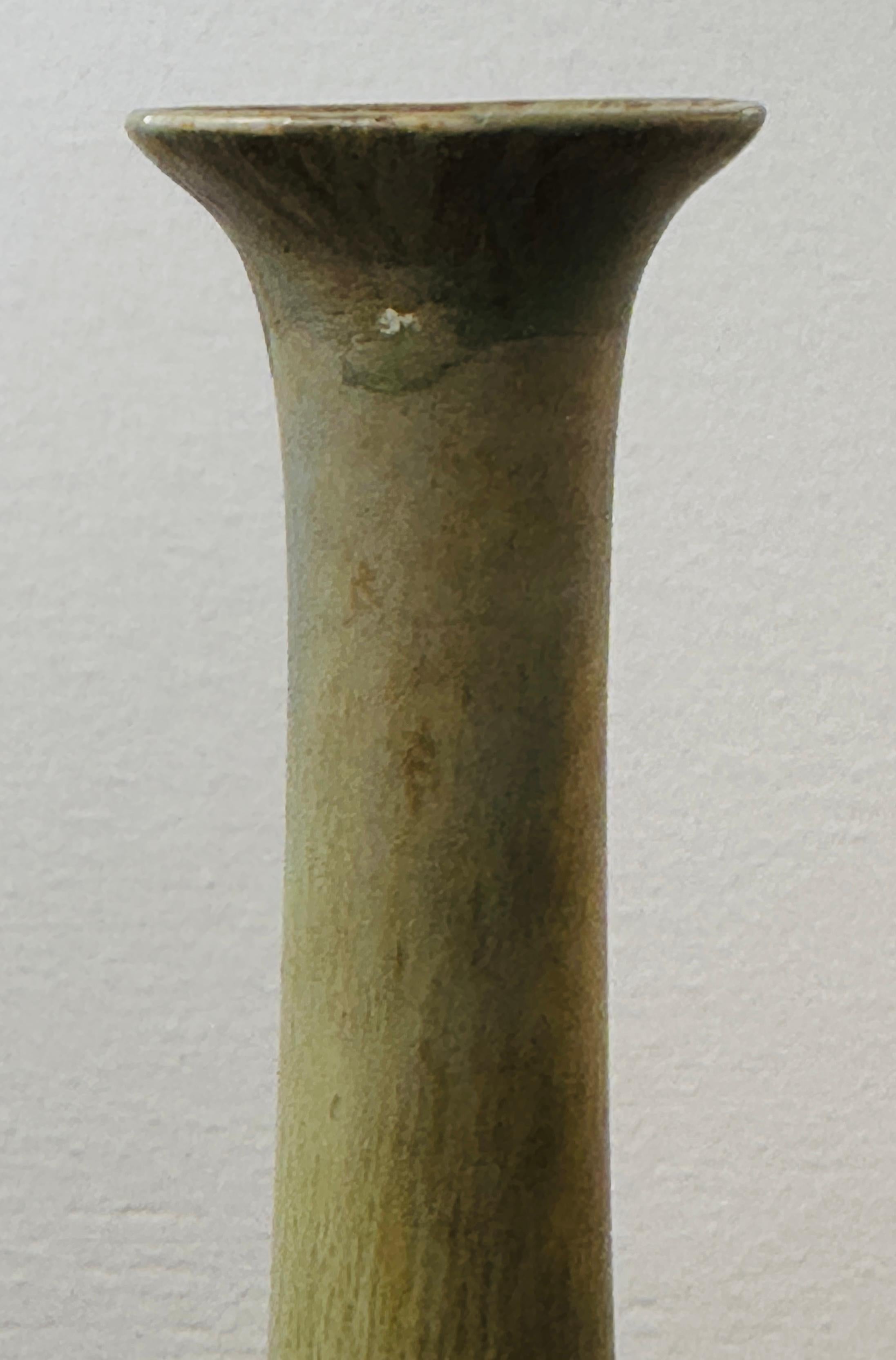1952 Swedish Light Brown-Green Stoneware Vase by Berndt Friberg for Gustavsberg For Sale 8
