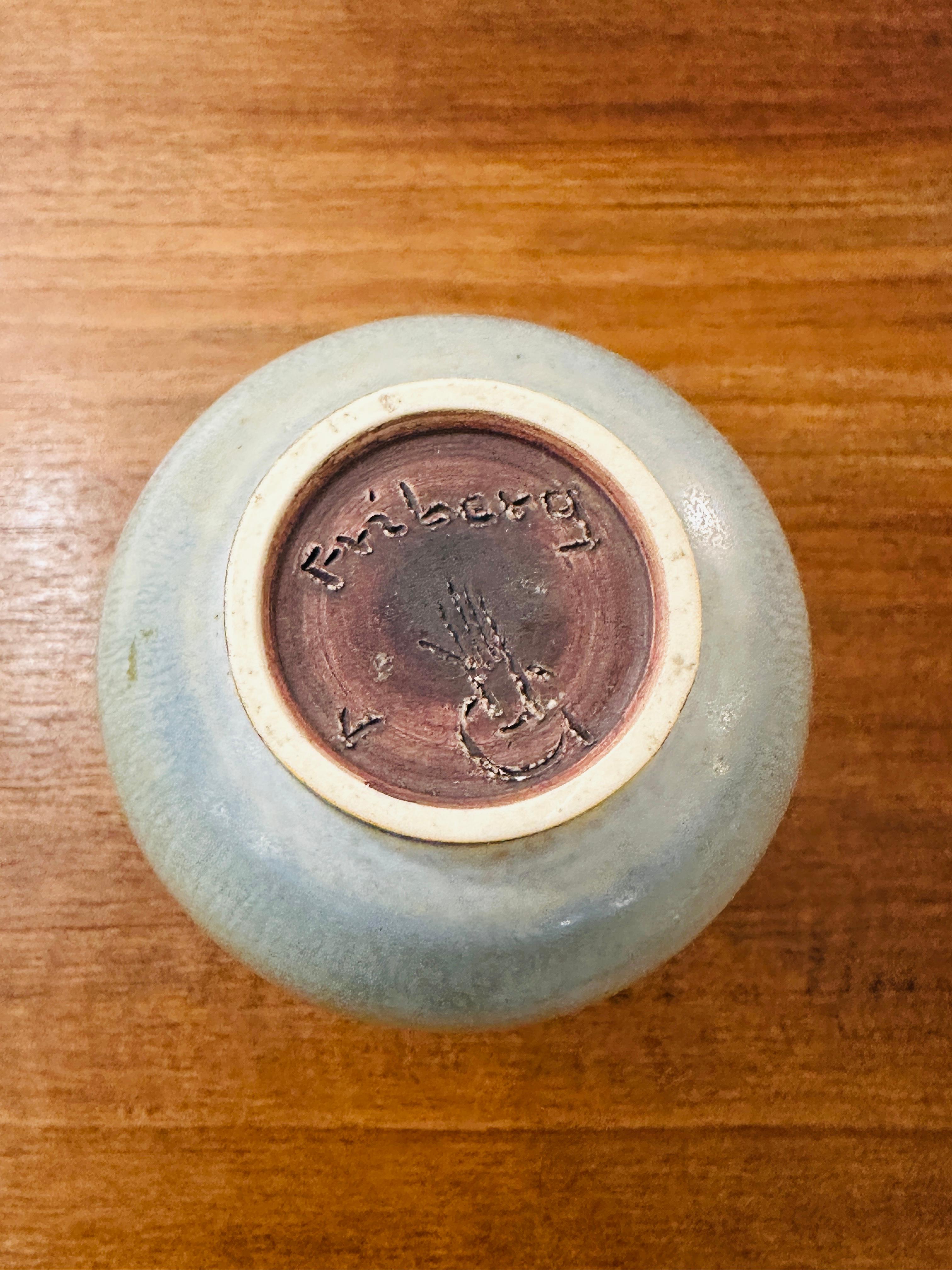 1952 Swedish Light Brown-Green Stoneware Vase by Berndt Friberg for Gustavsberg For Sale 10