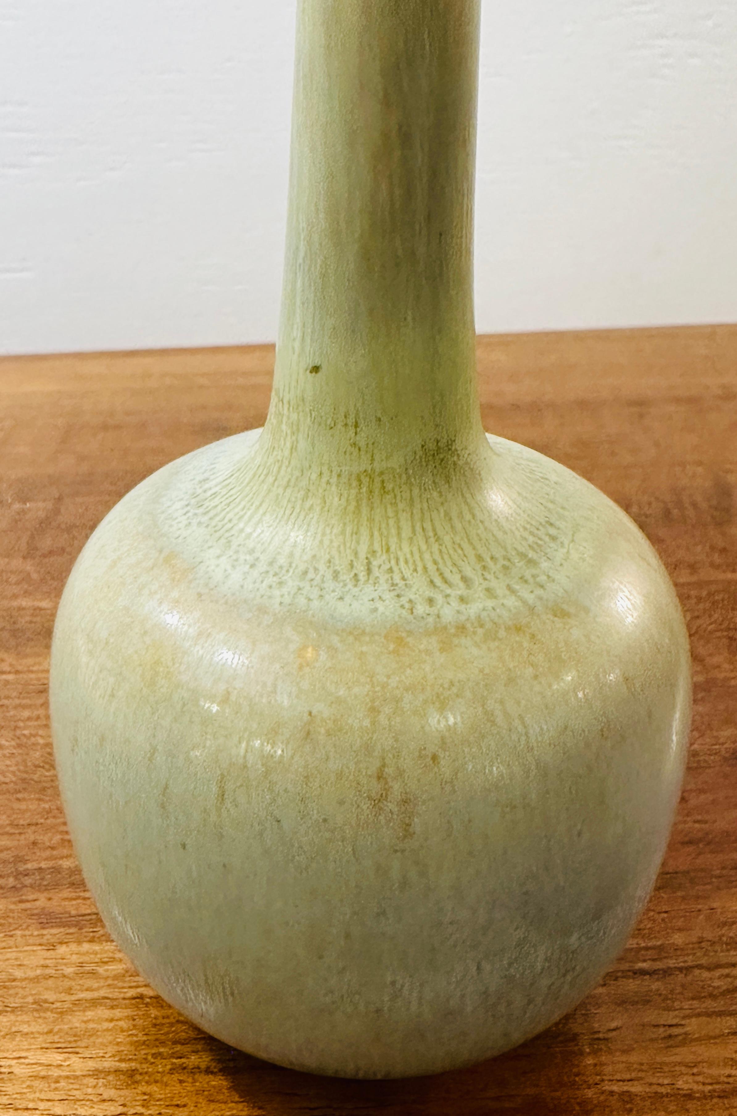 1952 Swedish Light Brown-Green Stoneware Vase by Berndt Friberg for Gustavsberg For Sale 12