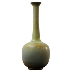 1952 Swedish Light Brown-Green Stoneware Vase by Berndt Friberg for Gustavsberg