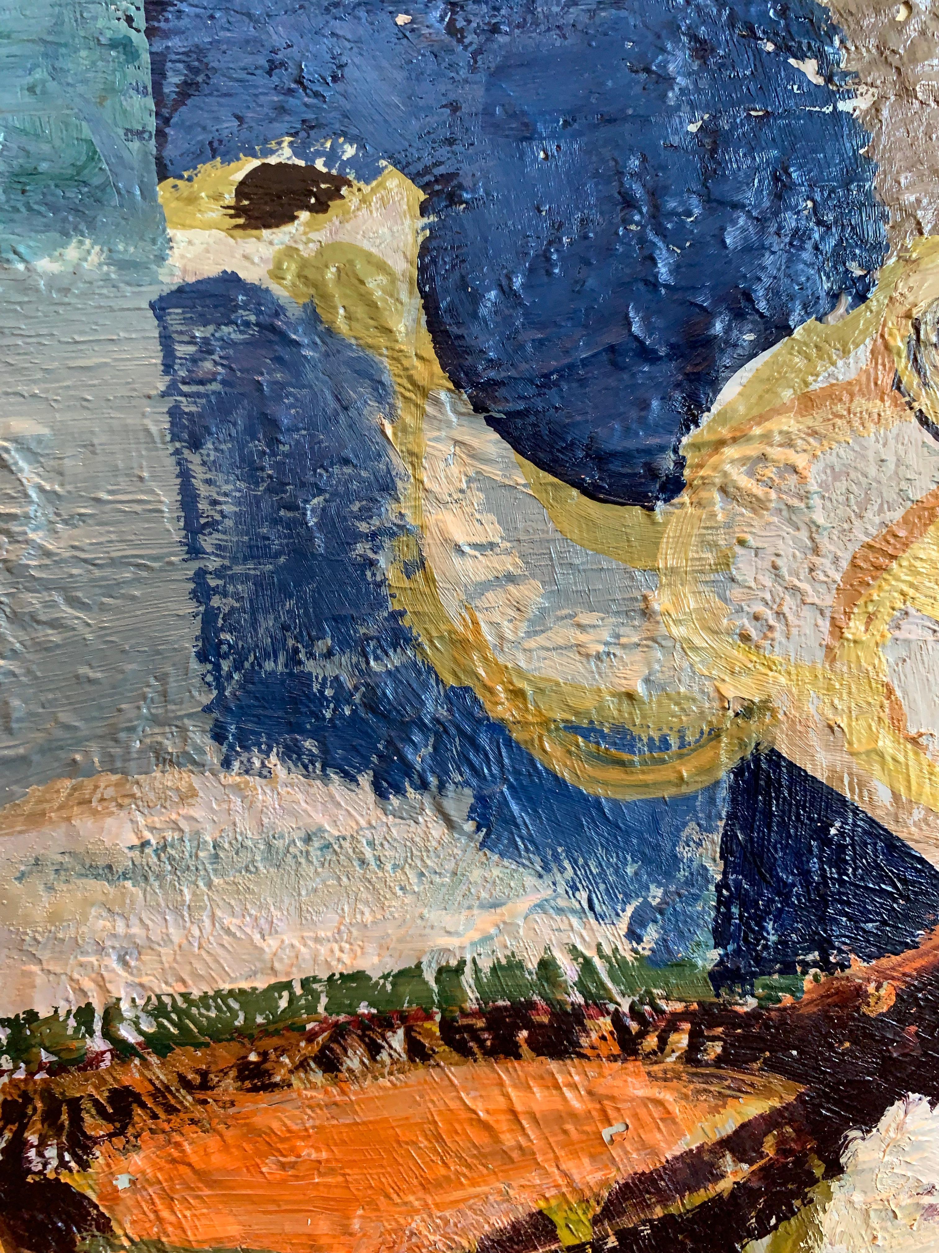 Metà XX secolo 1952 Olio svedese su tavola di Hans Larsson (1910-1973) raffigurante una teiera e un'aringa in vendita