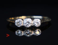 1952 Three Stones Ring 0.7 ctw Diamonds solid 18K White Gold Ø 7.25US / 2.4gr