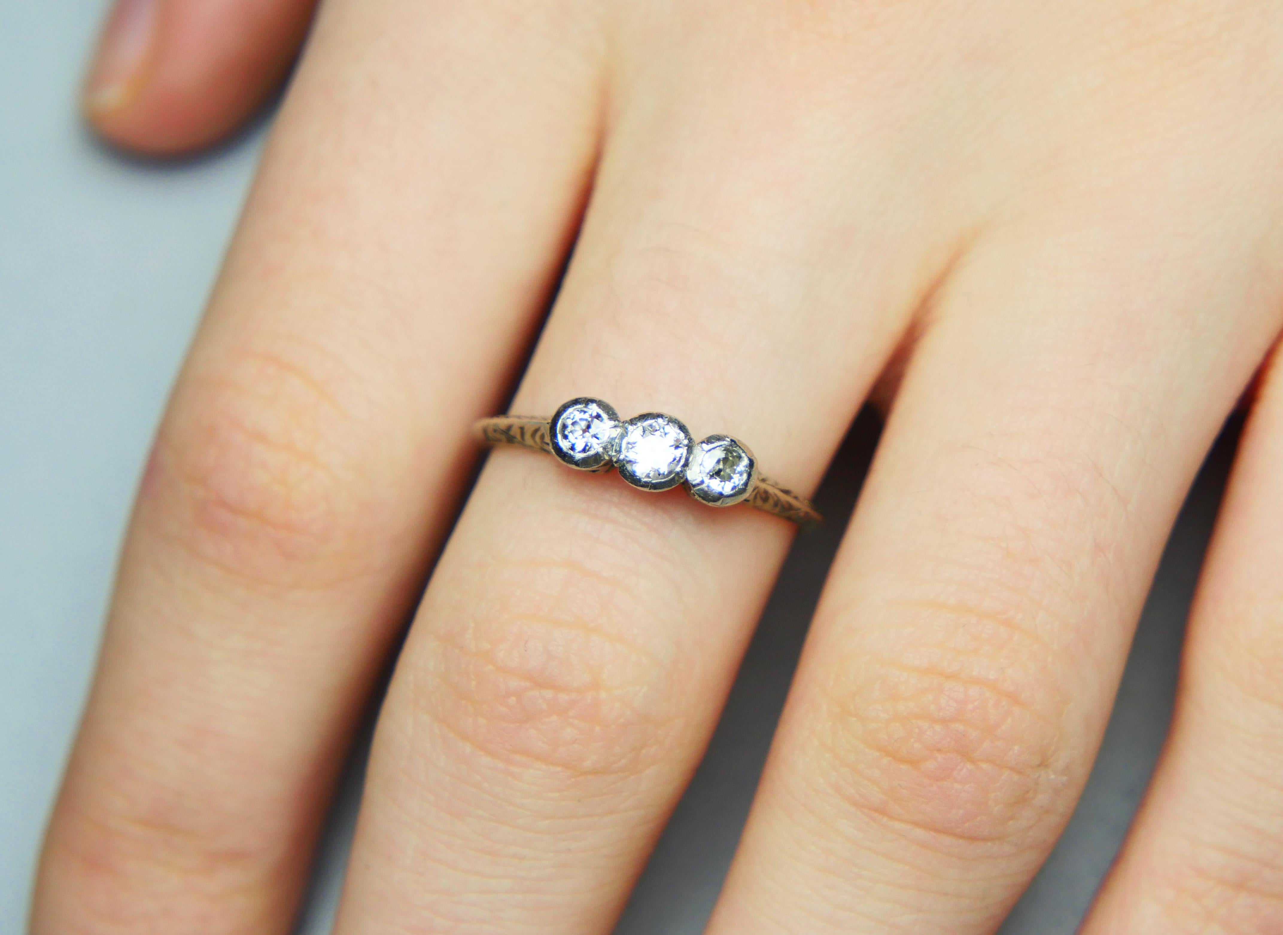 1952 Three Stones Ring 0.7 ctw Diamonds solid 18K White Gold Ø 7.25US / 2.4gr For Sale 3