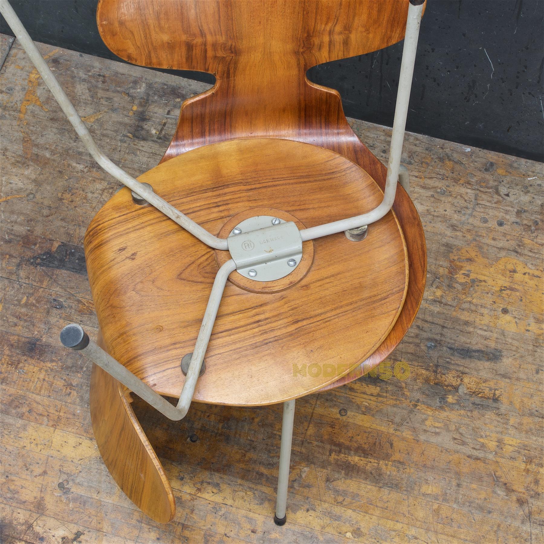 1953 Arne Jacobsen Tri-Leg Teak Ant Chairs Fritz Hansen Danish Cabinmodern 2