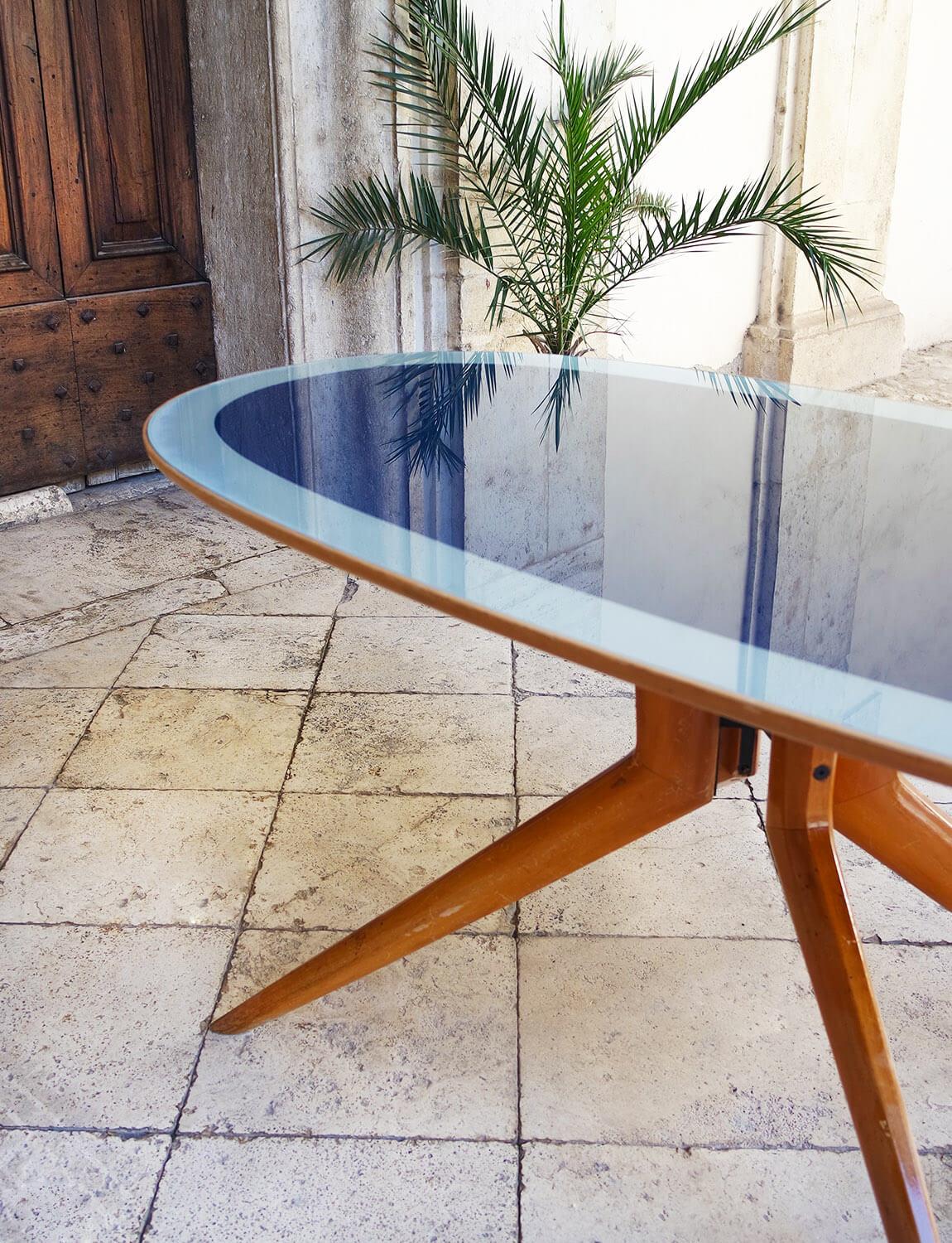 Mid-20th Century Mid-century Italian Blue Glass Dining Table by Ico Parisi made in 1953