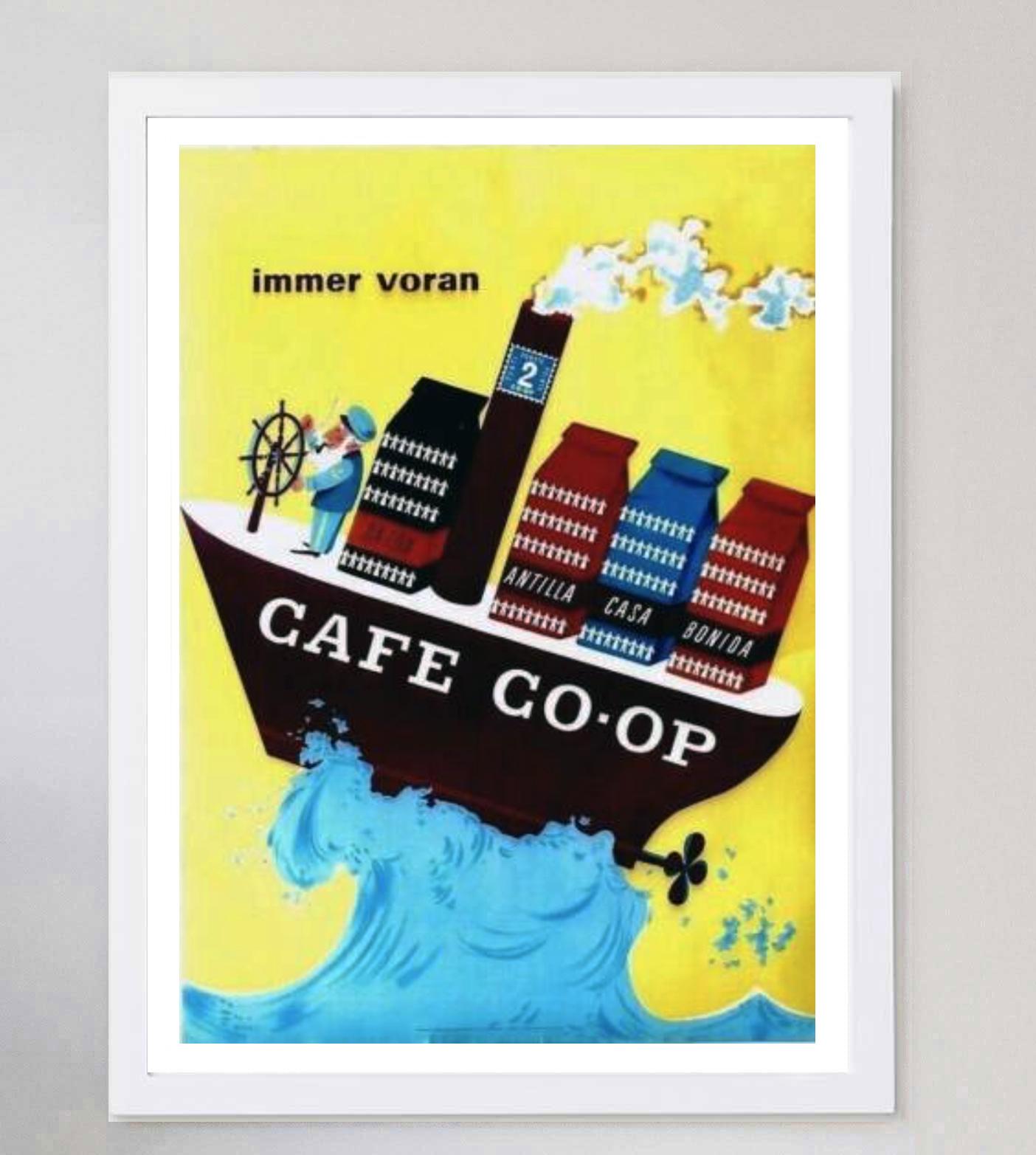 1953 Cafe Co-Op Original Vintage Poster In Good Condition For Sale In Winchester, GB