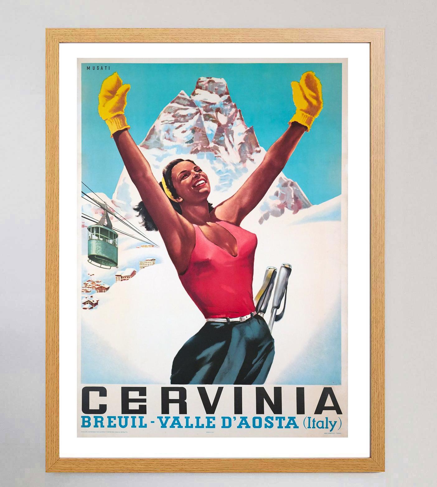 Cervinia, Original-Vintage-Poster, 1953 (Italienisch) im Angebot