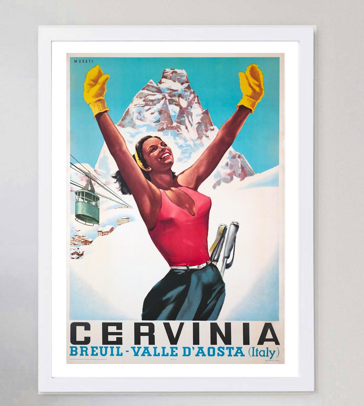 cervinia vintage ski poster