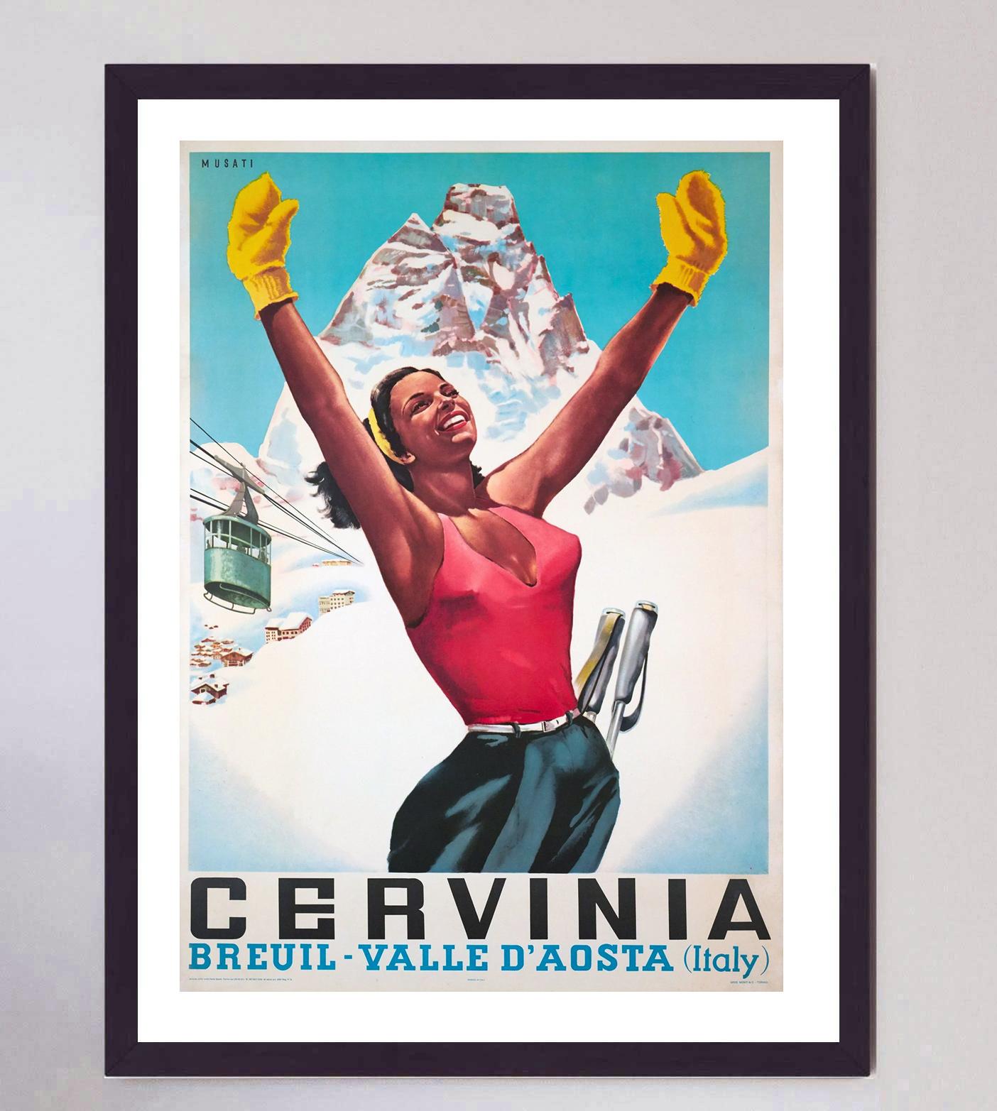 Cervinia, Original-Vintage-Poster, 1953 (Mitte des 20. Jahrhunderts) im Angebot