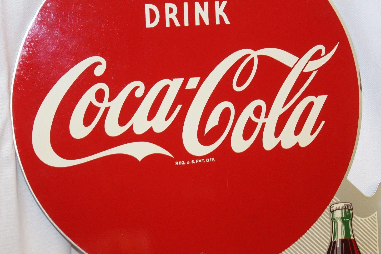 1953 Coca-Cola Vintage Metal Flange Sign For Sale 3