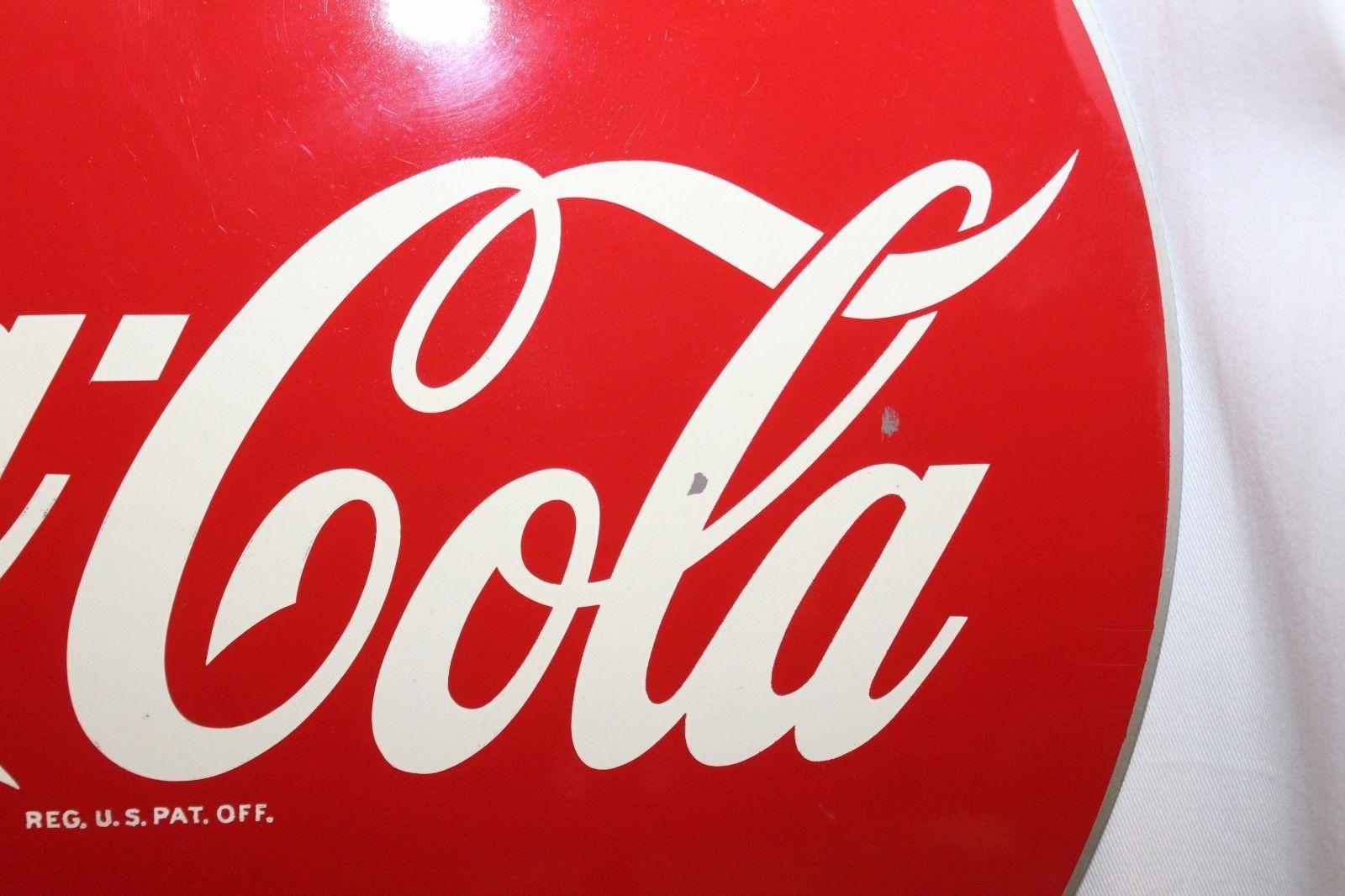 American 1953 Coca-Cola Vintage Metal Flange Sign For Sale