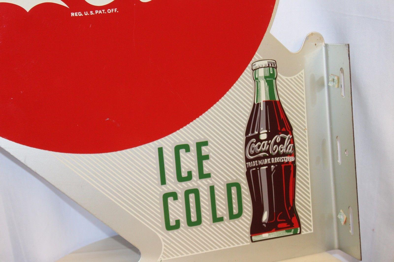 Mid-20th Century 1953 Coca-Cola Vintage Metal Flange Sign For Sale