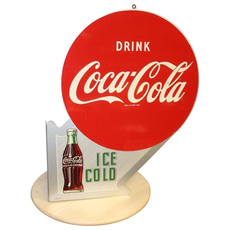 1953 Coca-Cola Vintage Metal Flange Sign For Sale at 1stDibs