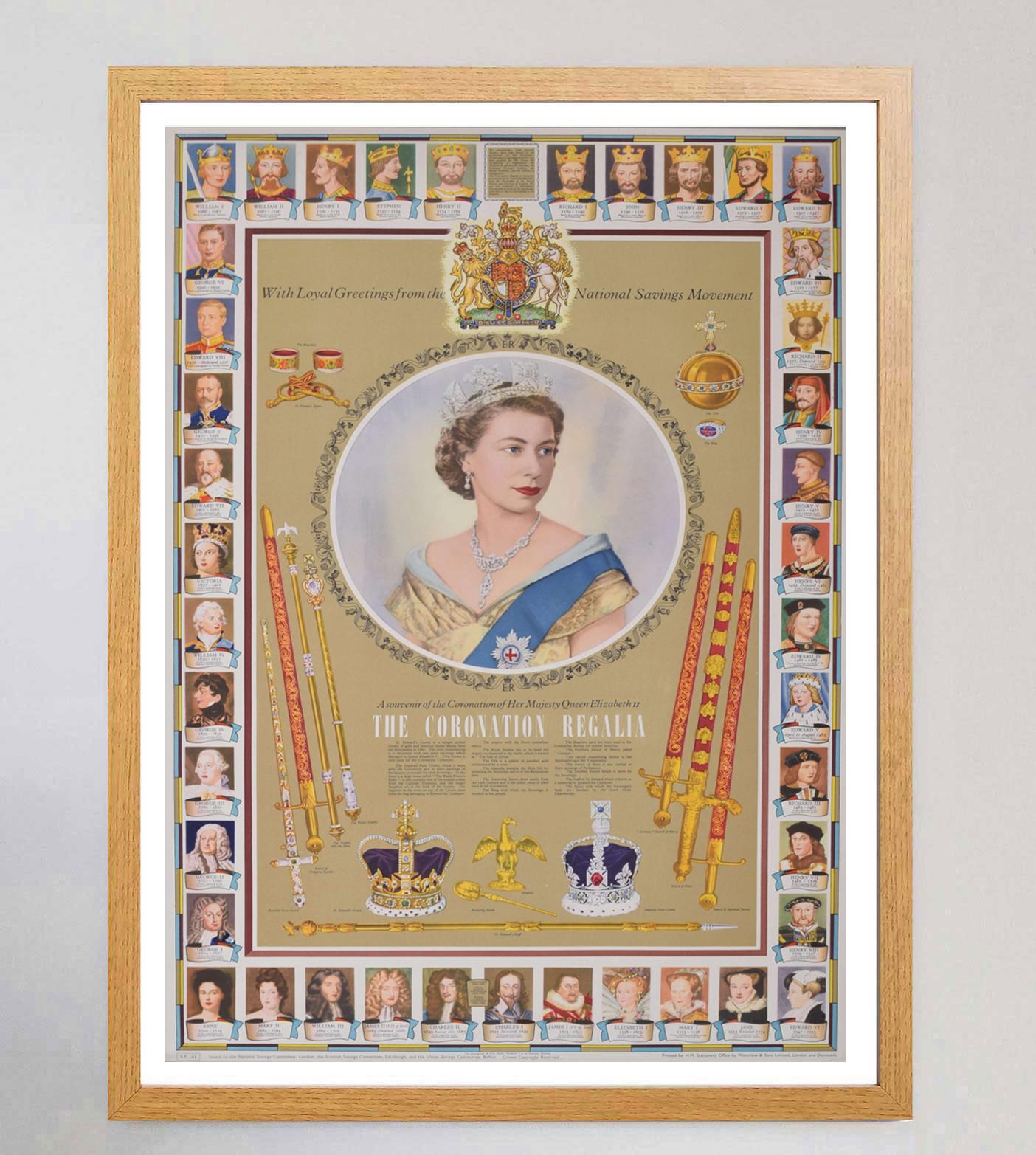 European 1953 Coronation of Queen Elizabeth II Original Vintage Poster For Sale