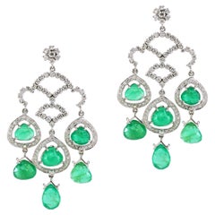 19,53 cts d'émeraude Boucles d'oreilles chandelier