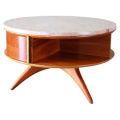1953 Custom Vladimir Kagan for Kagan Dreyfus Revolving Table Marble Cherry