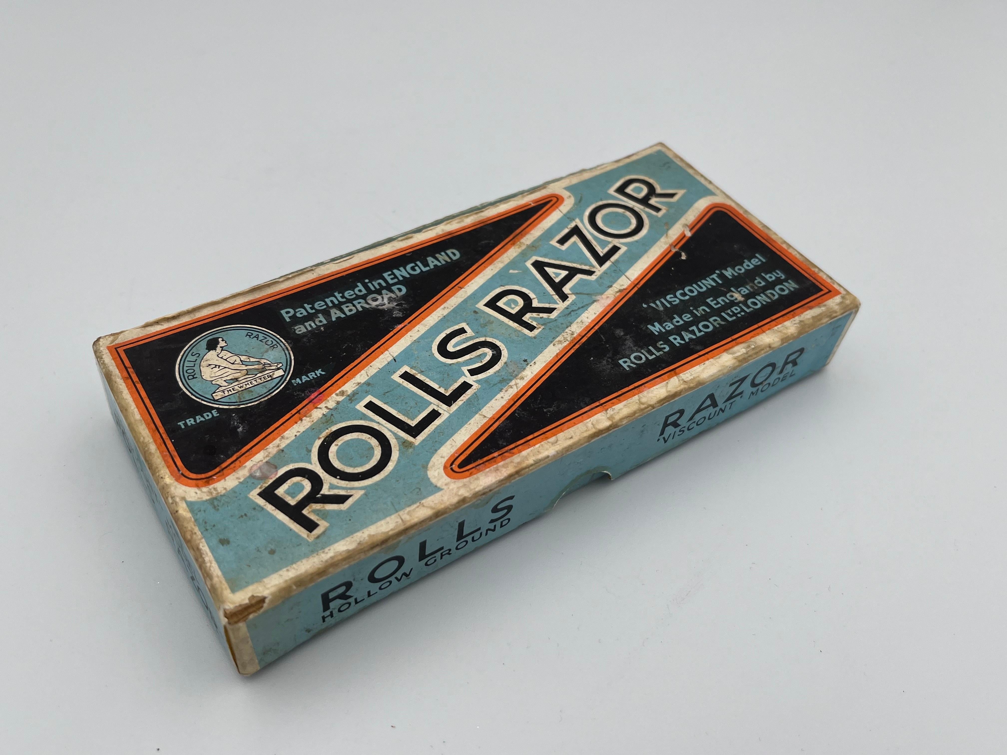 Metal 1953 England Rolls Razor Viscount Model in Original Box with Paperwork For Sale