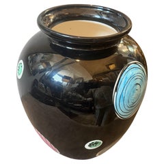 1953 Gio Ponti Style Mid-Century Modern Hand-Painted Majolica Vase by Schramberg