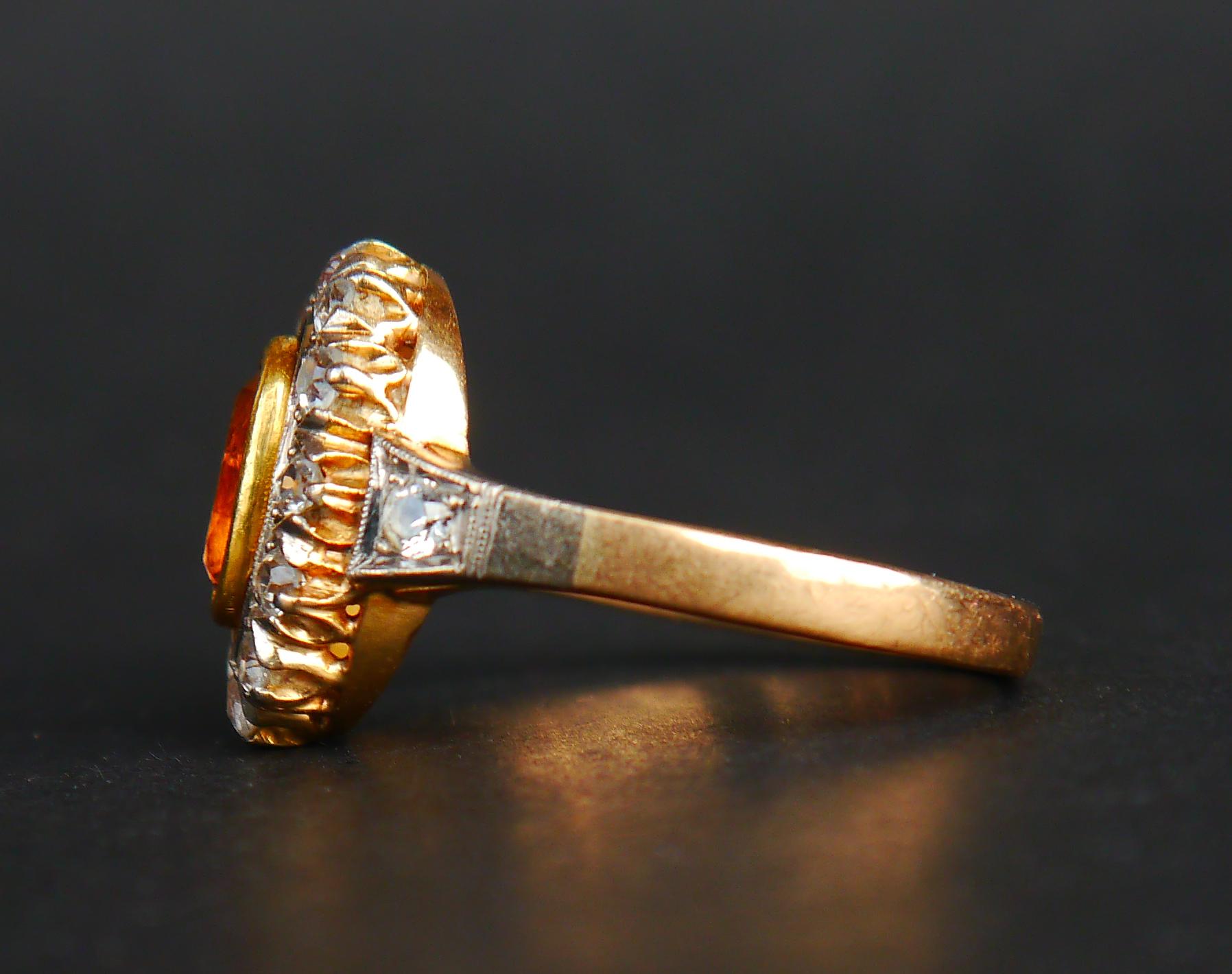 1953 Halo Ring Tourmaline Rock Quartz solid 18K Gold White Gold Ø 9.75US/ 7.4gr For Sale 5