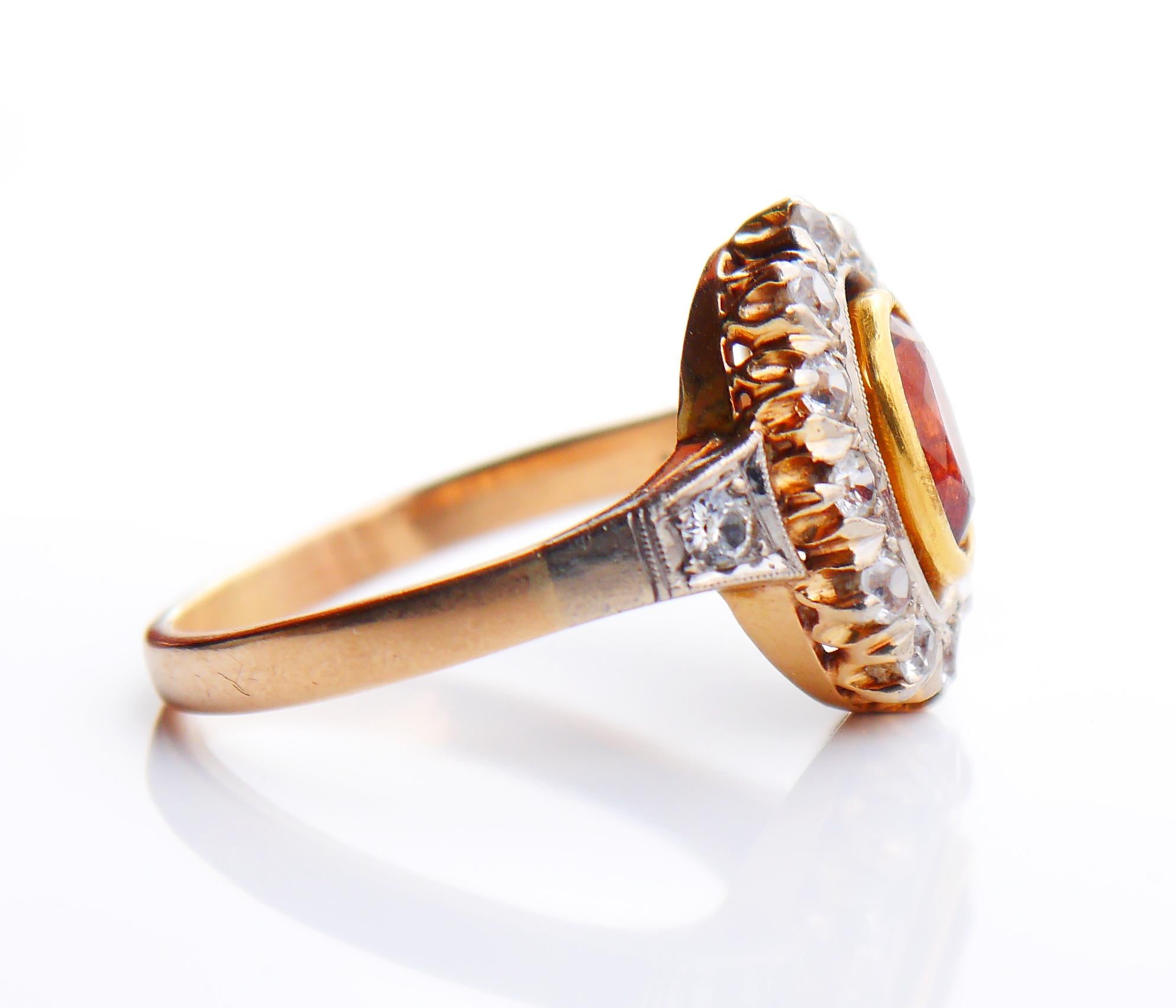 Women's 1953 Halo Ring Tourmaline Rock Quartz solid 18K Gold White Gold Ø 9.75US/ 7.4gr For Sale
