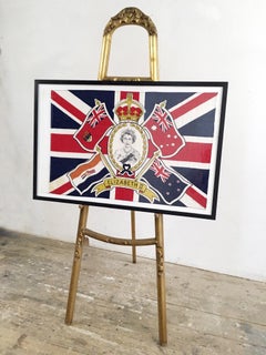 1953 HRH Queen Elizabeth 2nd Coronation Framed Flag