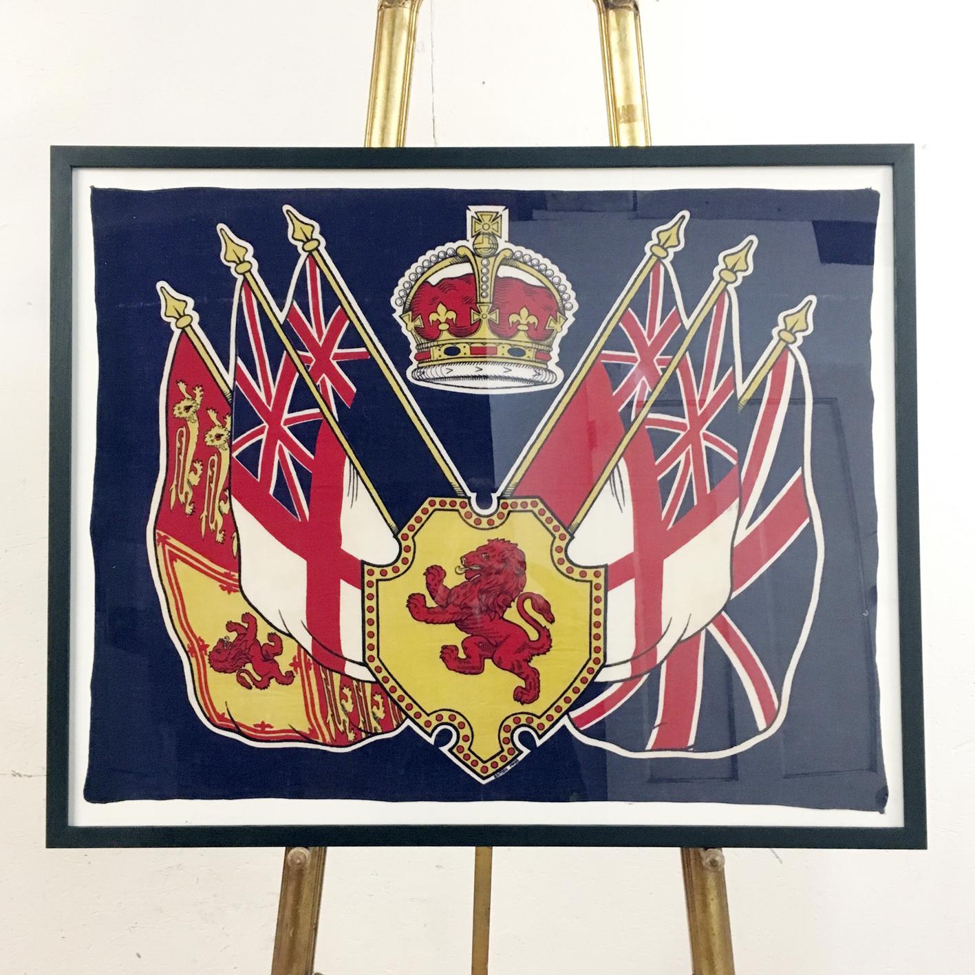 King George VI Coronation Framed Flag 1937 In Good Condition In Hastings, GB