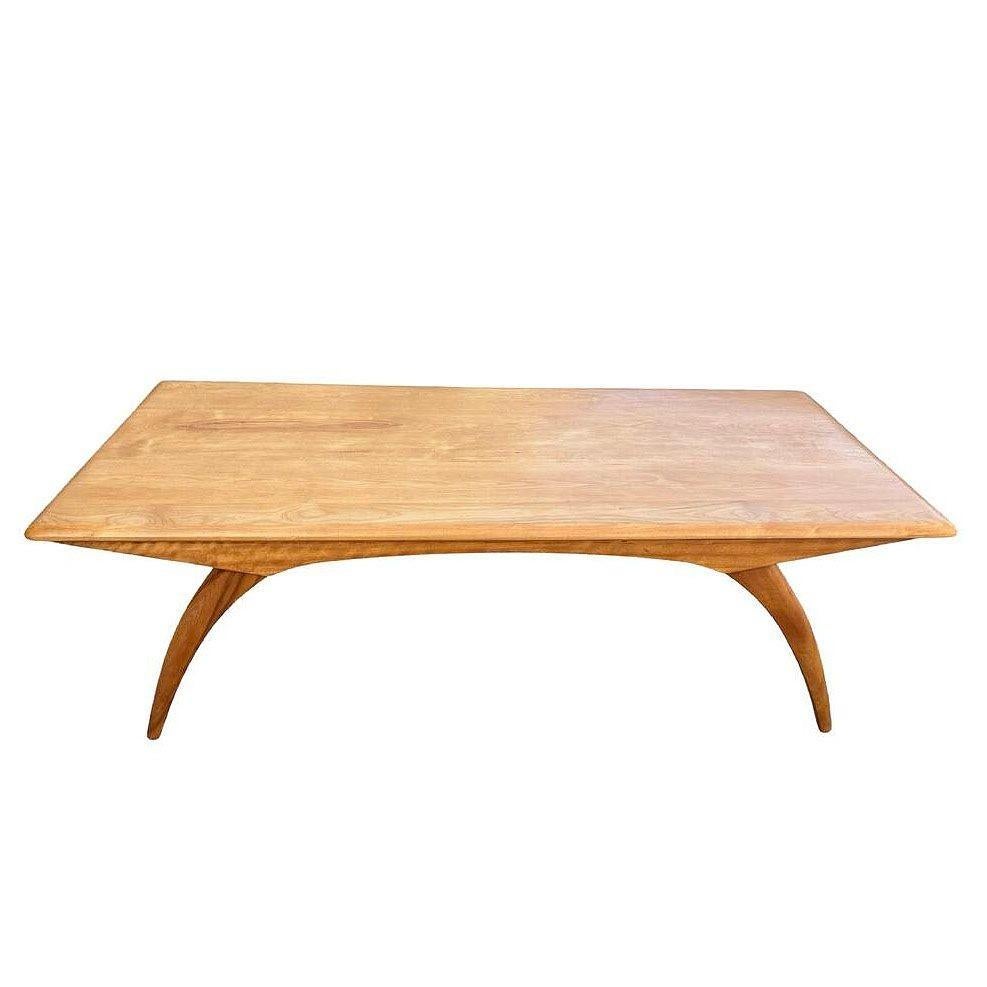 Minuminist Mid-century M795G Cocktailtisch aus Birke der Firma Heywood Wakefield, hergestellt 1953. Dieser Tisch ist ein klassisches Beispiel für modernes Design der Spätmoderne mit seinem minimalistischen Look und seiner leichten, luftigen
