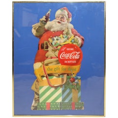 1953 Original Coca-Cola Santa Cardboard Cutout Advertising Framed