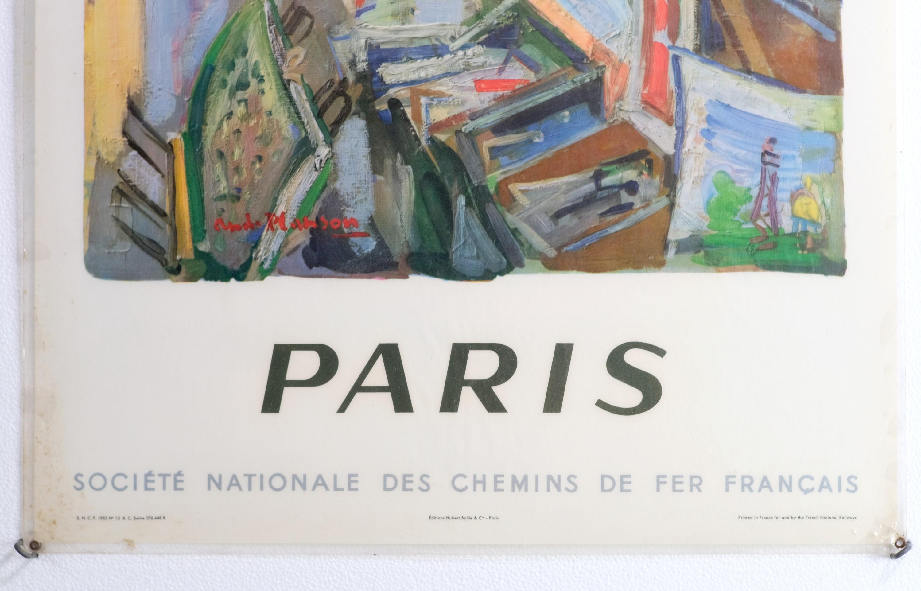 Mid-20th Century 1953, Paris National Society of French Railroads Poster For Sale