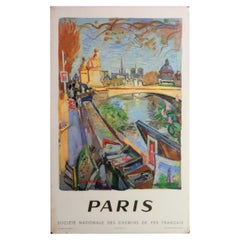 Used 1953, Paris National Society of French Railroads Poster
