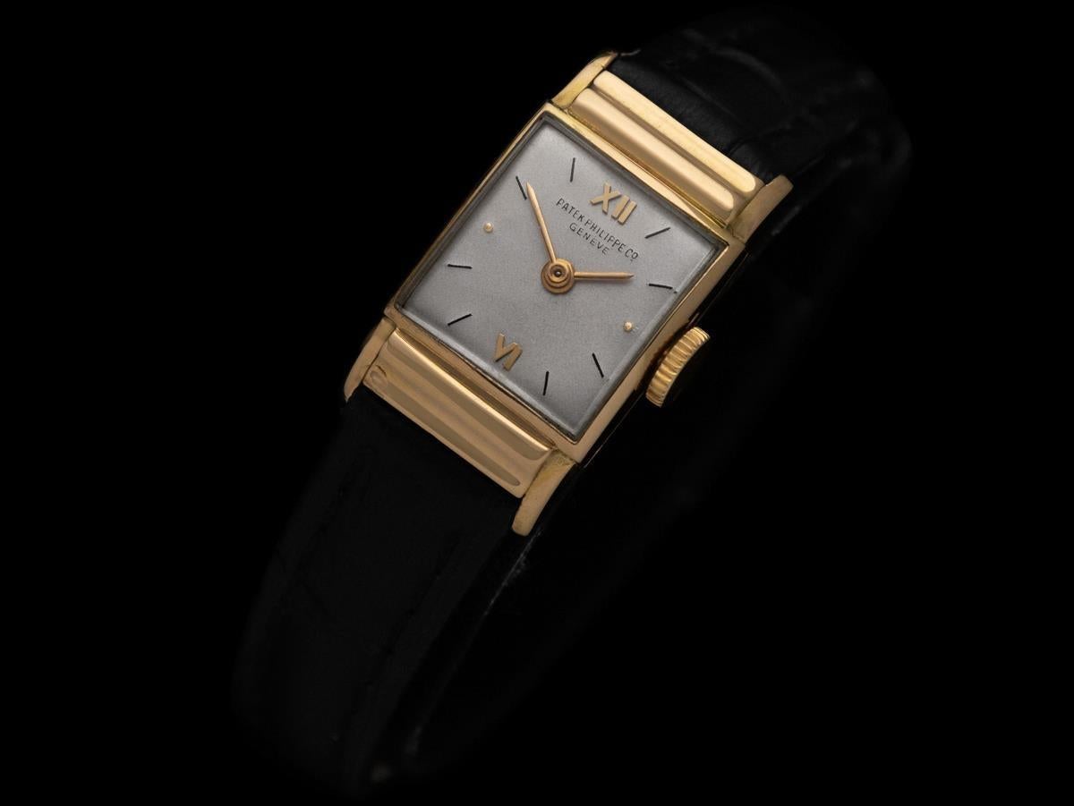 Women's 1953 Patek Philippe Vintage Ladies Hooded Lug Watch - 18K Gold For Sale