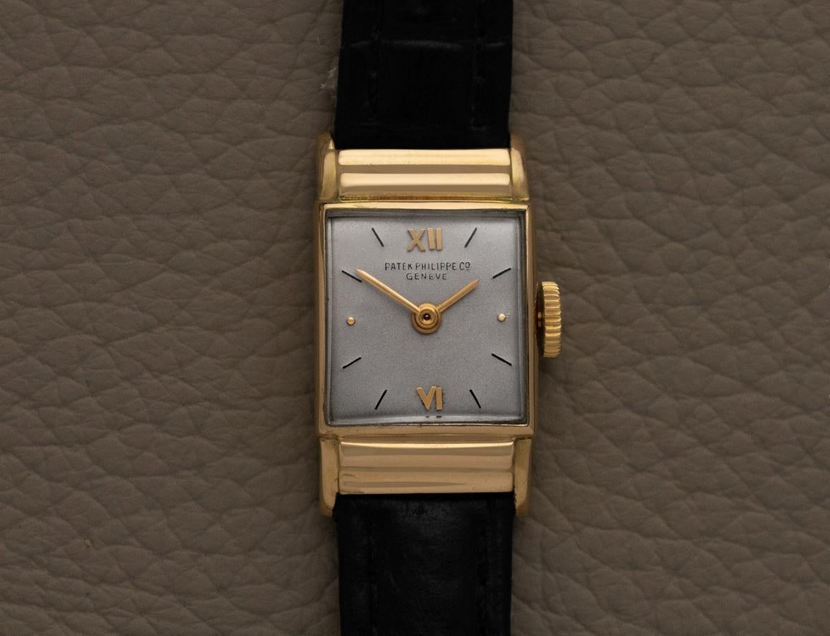 1953 Patek Philippe Vintage Ladies Hooded Lug Watch - 18K Gold For Sale 5