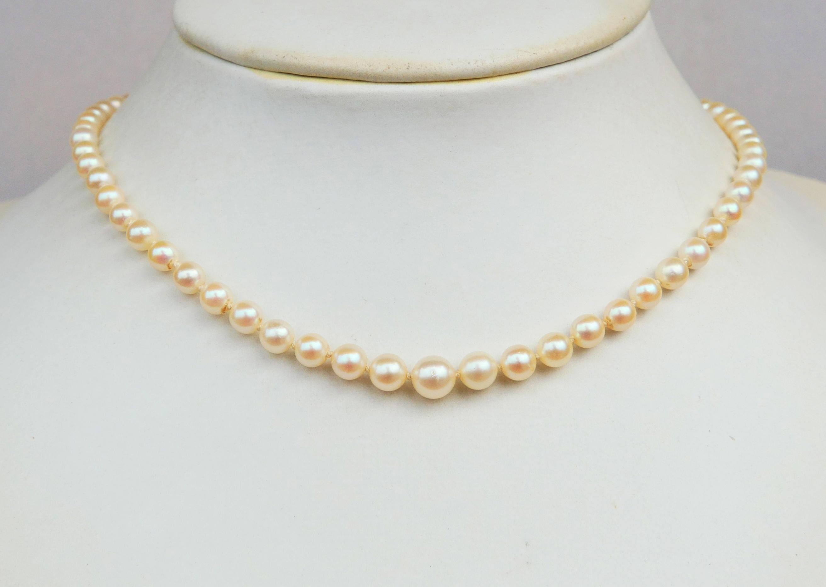 Ball Cut 1953 Pearl Necklace natural Sapphire Diamonds solid 18K White Gold 54 cm / 14gr For Sale