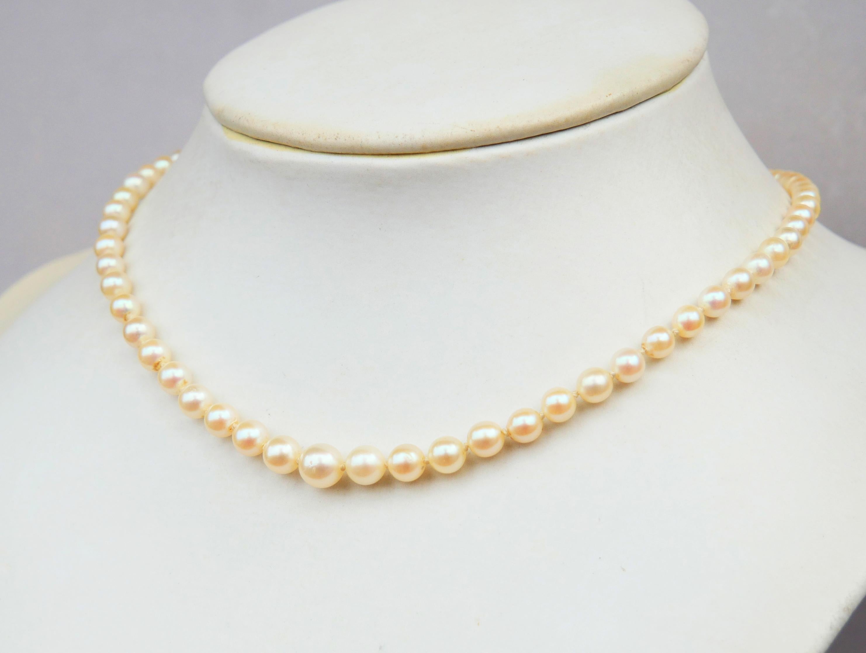 1953 Pearl Necklace natural Sapphire Diamonds solid 18K White Gold 54 cm / 14gr For Sale 2
