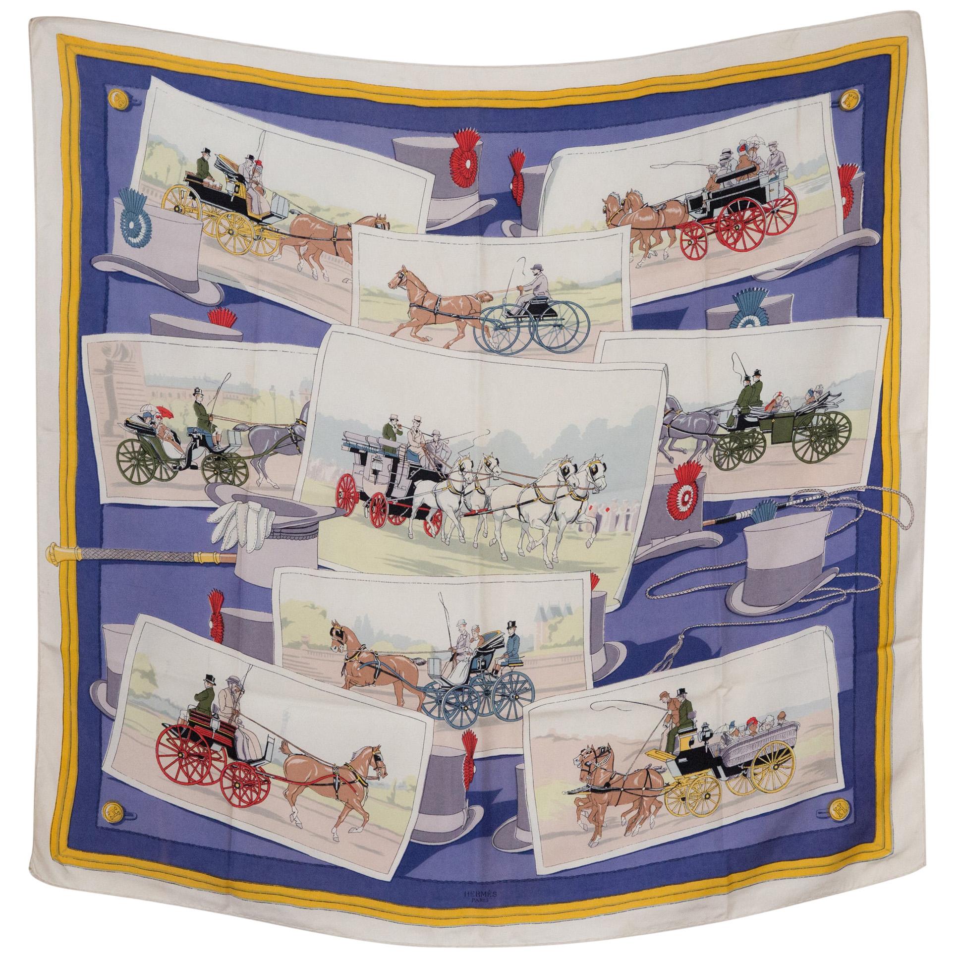 1953 Rare First Edition Hermes Attelages by H. Grygkar Silk Scarf For Sale